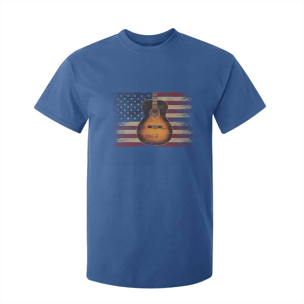 USA Flag Guitar Player T Shirt For Kid Retro 4th of July Musician Guitarist TS10 Royal Blue Print Your Wear