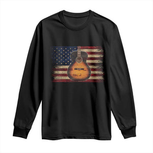 USA Flag Guitar Player Long Sleeve Shirt Retro 4th of July Musician Guitarist TS10 Black Print Your Wear