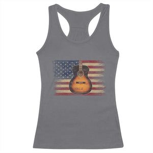 USA Flag Guitar Player Racerback Tank Top Retro 4th of July Musician Guitarist TS10 Charcoal Print Your Wear
