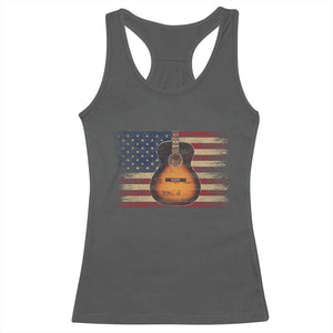 USA Flag Guitar Player Racerback Tank Top Retro 4th of July Musician Guitarist TS10 Dark Heather Print Your Wear