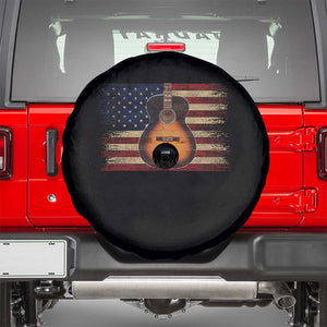 USA Flag Guitar Player Spare Tire Cover Retro 4th of July Musician Guitarist TS10 Black Print Your Wear