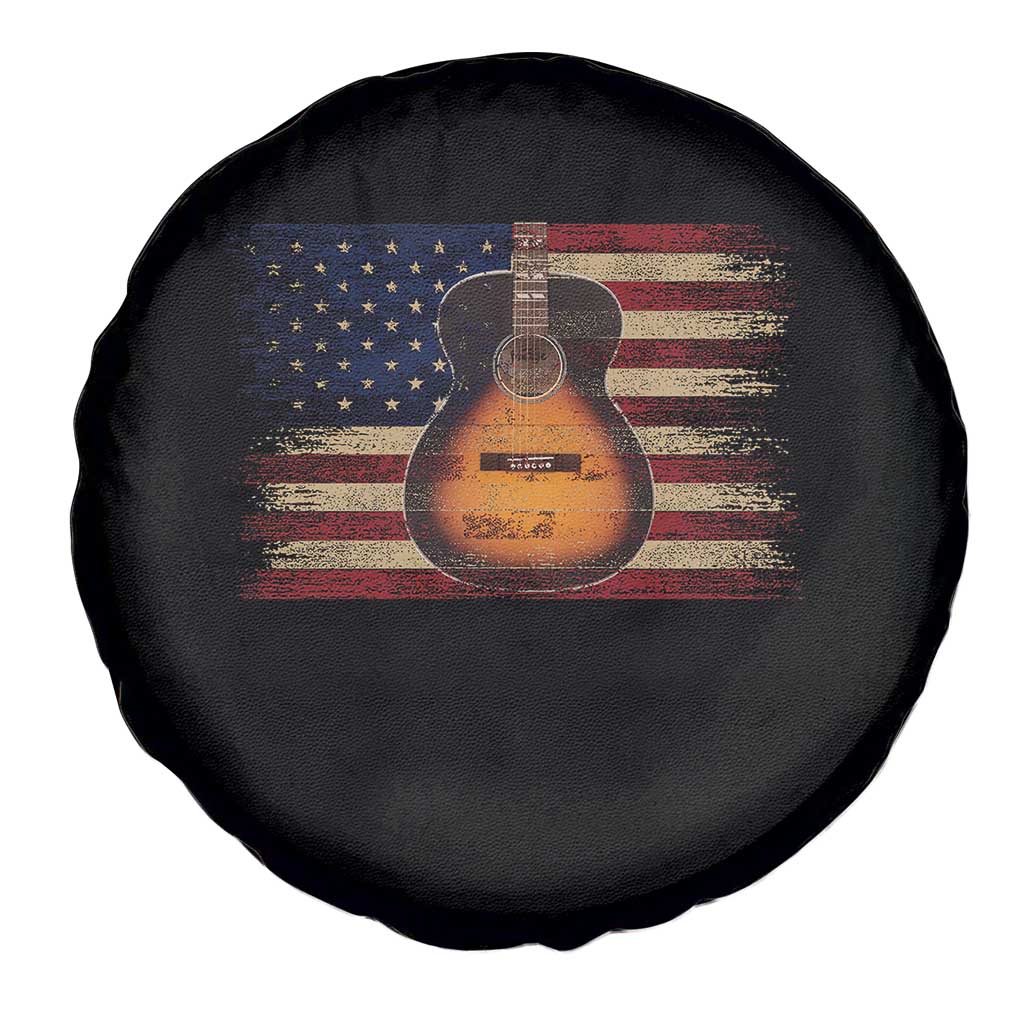 USA Flag Guitar Player Spare Tire Cover Retro 4th of July Musician Guitarist TS10 Print Your Wear