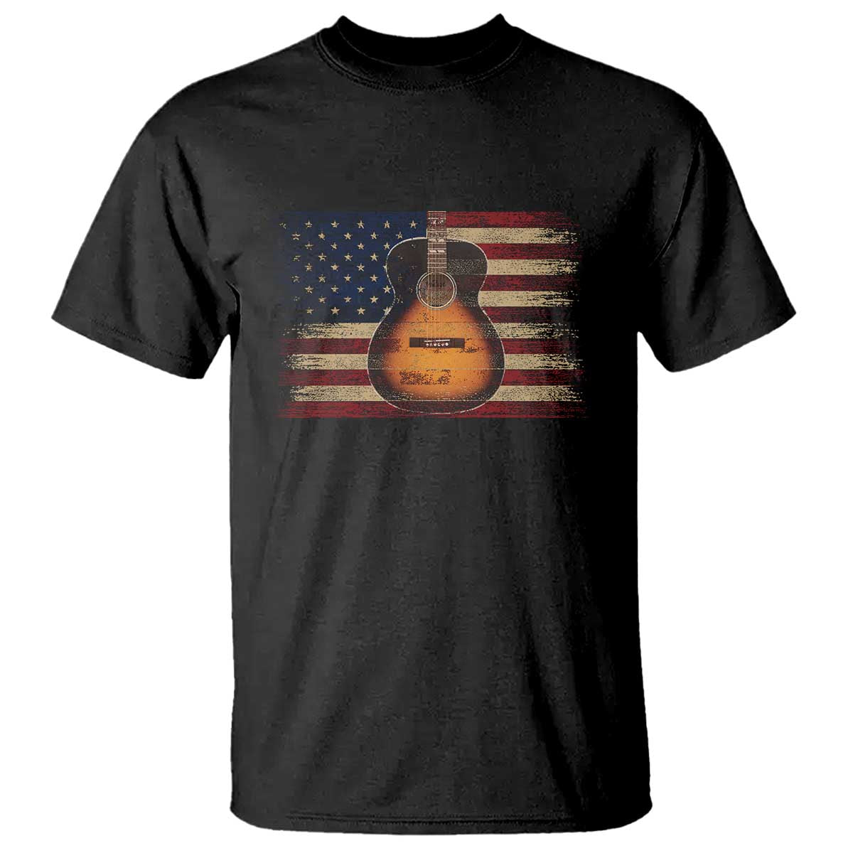 USA Flag Guitar Player T Shirt Retro 4th of July Musician Guitarist TS10 Black Print Your Wear