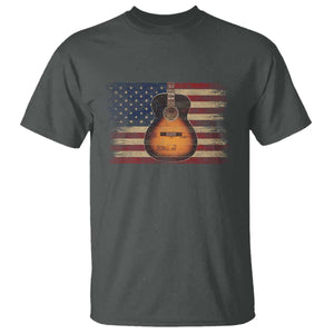 USA Flag Guitar Player T Shirt Retro 4th of July Musician Guitarist TS10 Dark Heather Print Your Wear