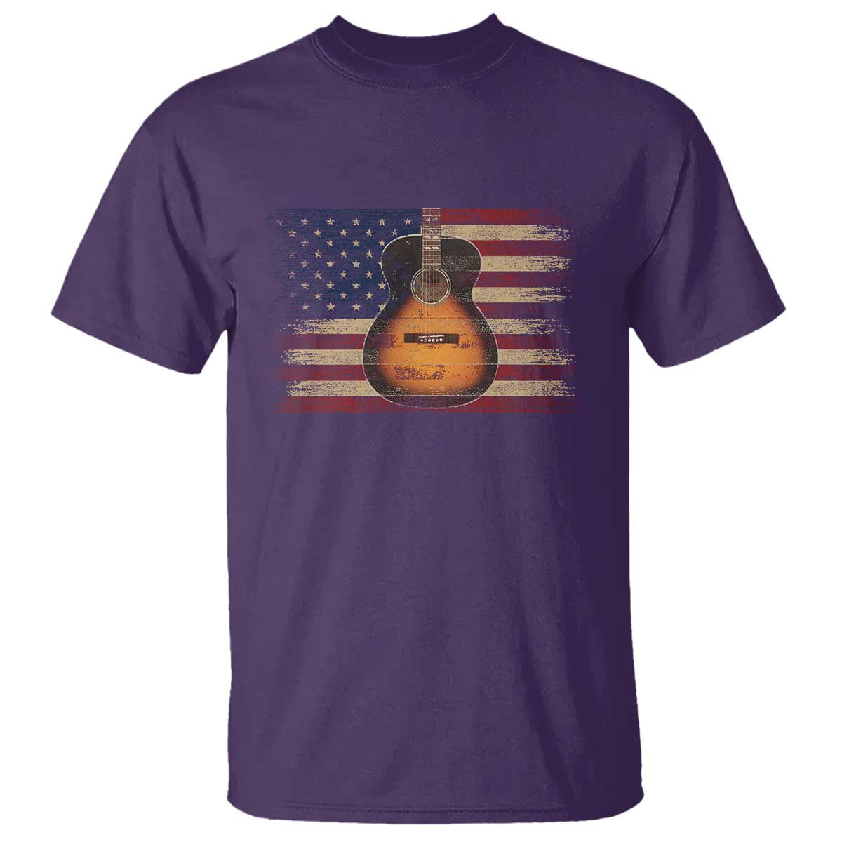 USA Flag Guitar Player T Shirt Retro 4th of July Musician Guitarist TS10 Purple Print Your Wear