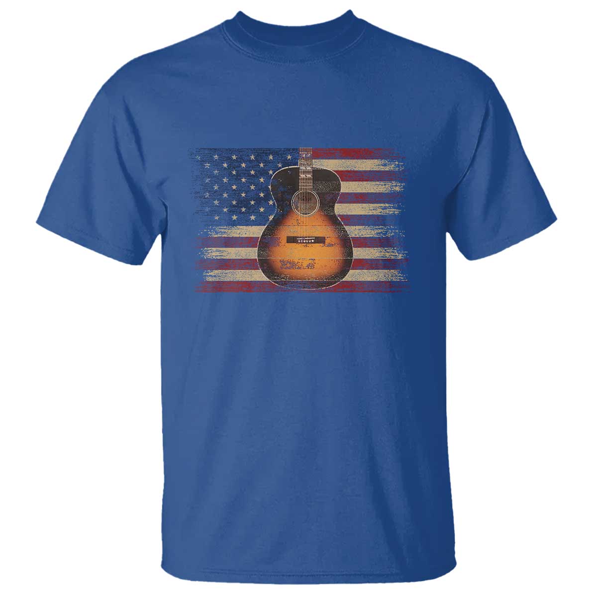 USA Flag Guitar Player T Shirt Retro 4th of July Musician Guitarist TS10 Royal Blue Print Your Wear