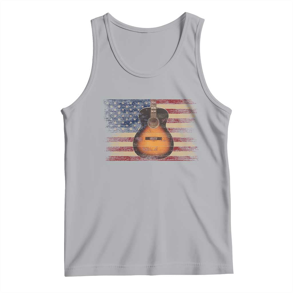 USA Flag Guitar Player Tank Top Retro 4th of July Musician Guitarist TS10 Athletic Heather Print Your Wear