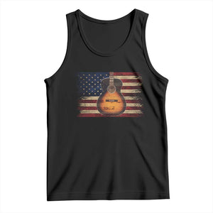 USA Flag Guitar Player Tank Top Retro 4th of July Musician Guitarist TS10 Black Print Your Wear