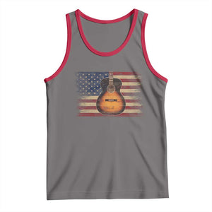 USA Flag Guitar Player Tank Top Retro 4th of July Musician Guitarist TS10 Deep Heather Red Print Your Wear
