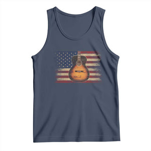 USA Flag Guitar Player Tank Top Retro 4th of July Musician Guitarist TS10 Navy Print Your Wear