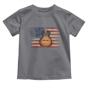 USA Flag Guitar Player Toddler T Shirt Retro 4th of July Musician Guitarist TS10 Charcoal Print Your Wear