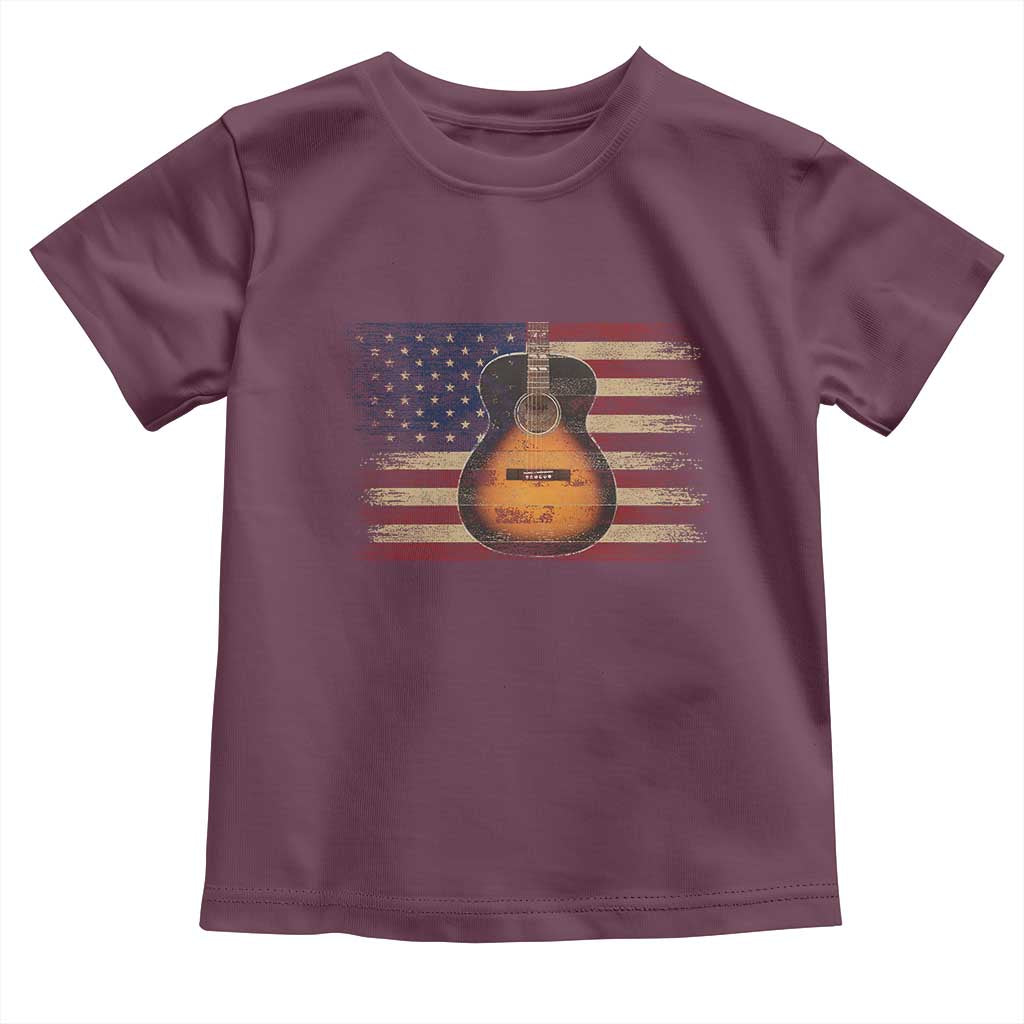 USA Flag Guitar Player Toddler T Shirt Retro 4th of July Musician Guitarist TS10 Maroon Print Your Wear