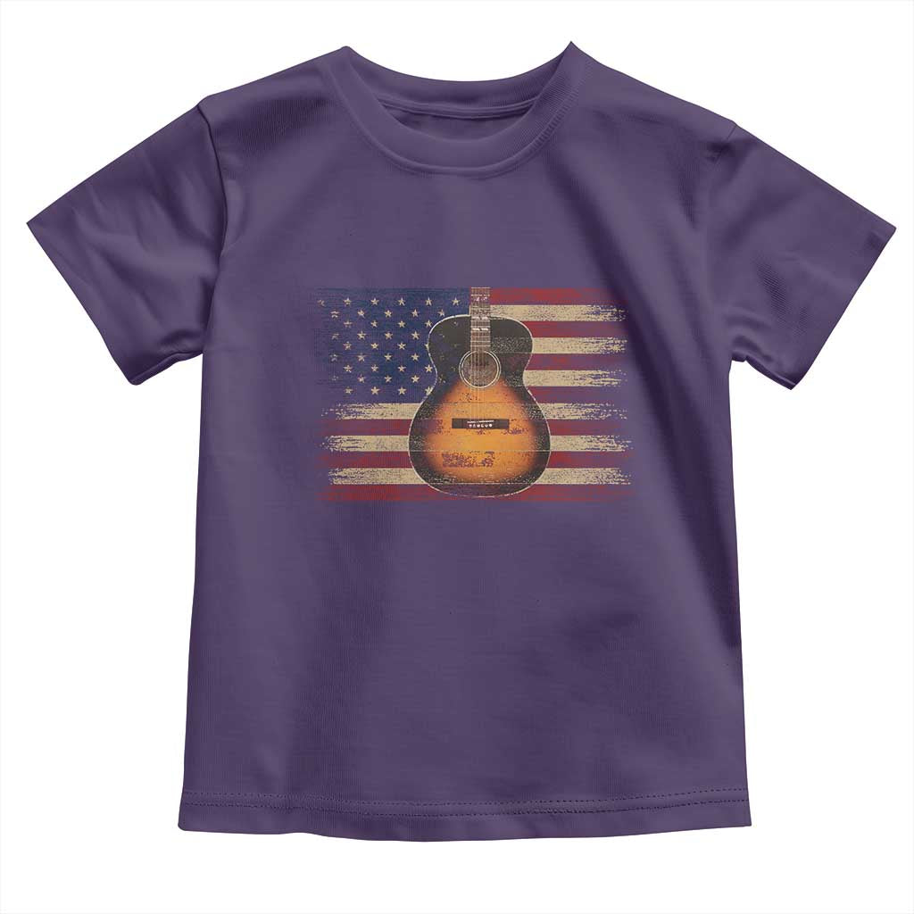 USA Flag Guitar Player Toddler T Shirt Retro 4th of July Musician Guitarist TS10 Purple Print Your Wear