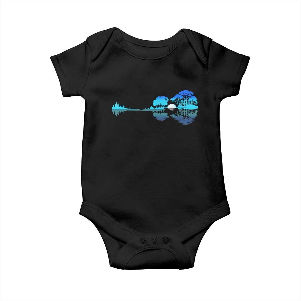 Guitar Lake Baby Onesie Retro Tree Shadow Acoustic Guitarist Musician TS10 Black Print Your Wear