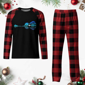 Guitar Lake Plaid Pajama Set Retro Tree Shadow Acoustic Guitarist Musician TS10 Buffalo Plaid Print Your Wear