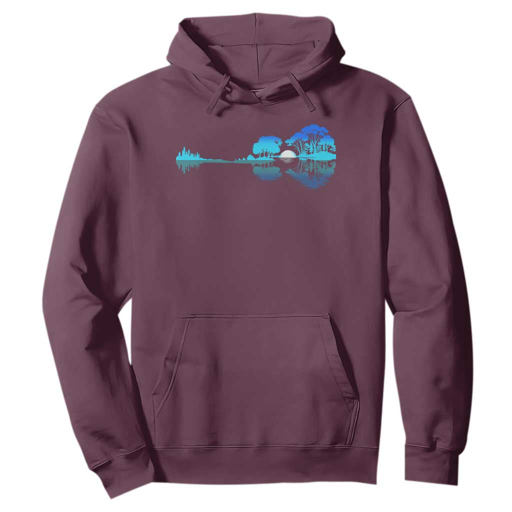 Guitar Lake Hoodie Retro Tree Shadow Acoustic Guitarist Musician TS10 Maroon Print Your Wear
