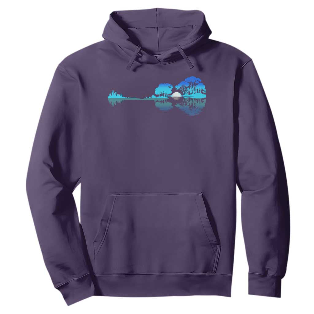 Guitar Lake Hoodie Retro Tree Shadow Acoustic Guitarist Musician TS10 Purple Print Your Wear