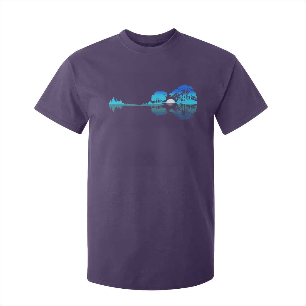 Guitar Lake T Shirt For Kid Retro Tree Shadow Acoustic Guitarist Musician TS10 Purple Print Your Wear