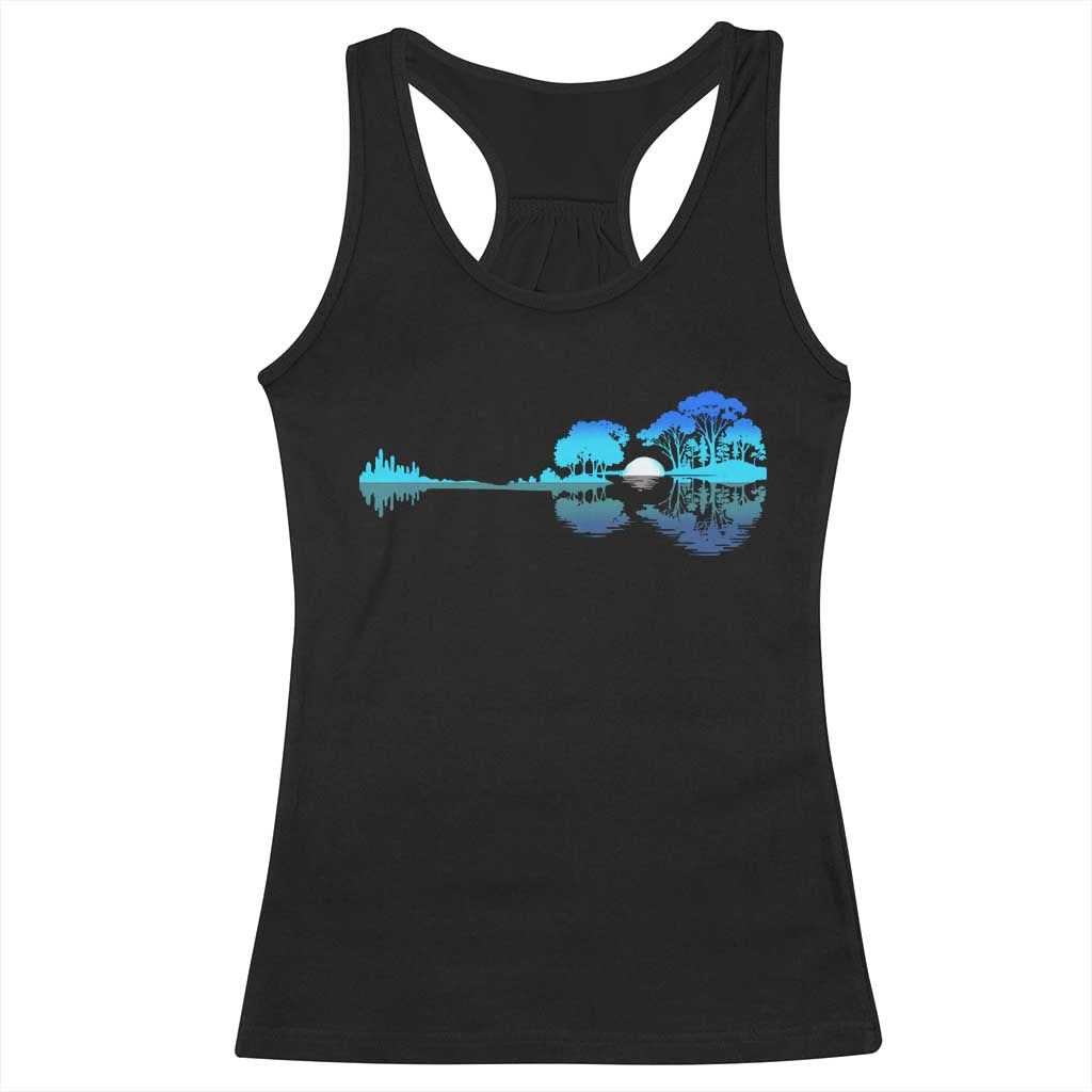 Guitar Lake Racerback Tank Top Retro Tree Shadow Acoustic Guitarist Musician TS10 Black Print Your Wear