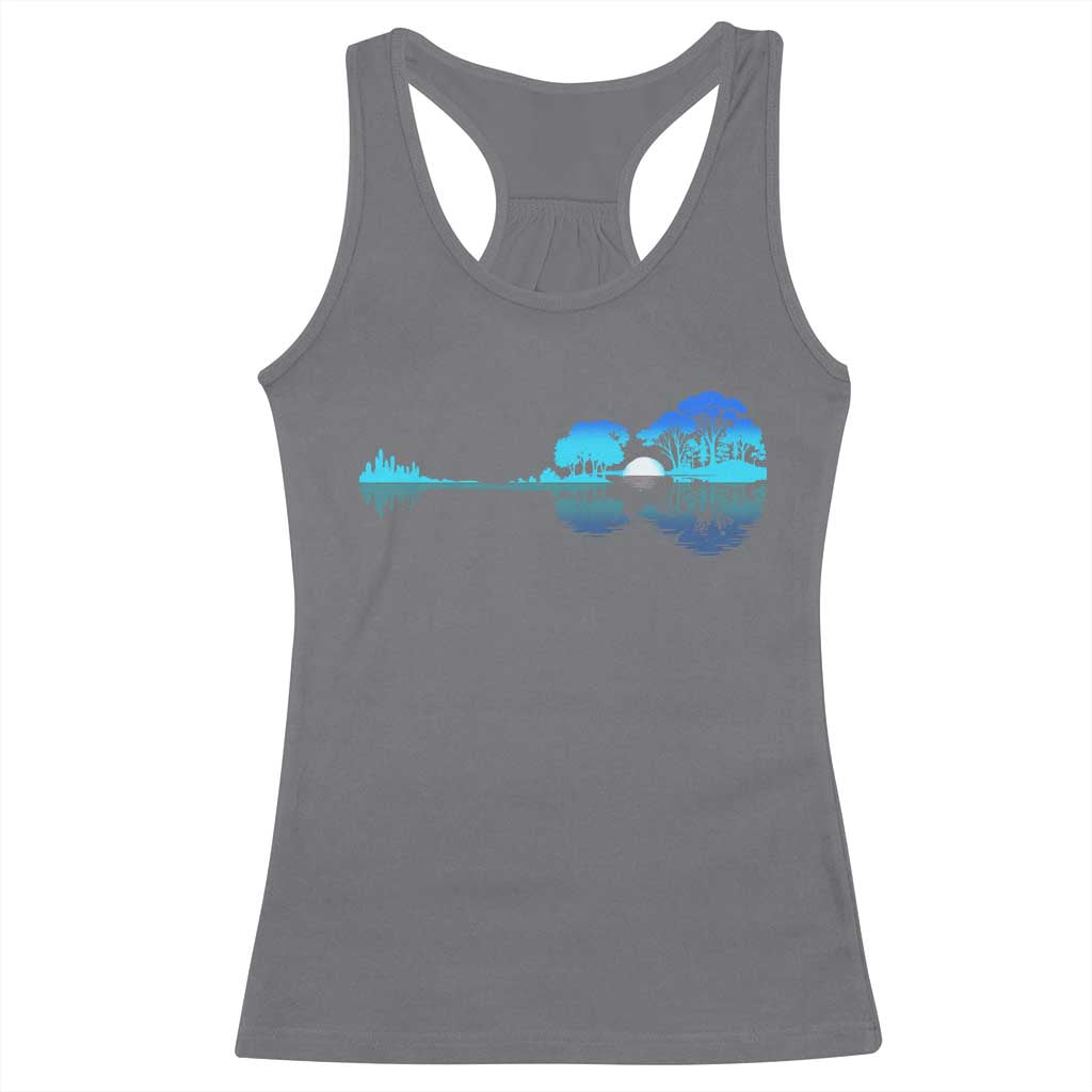 Guitar Lake Racerback Tank Top Retro Tree Shadow Acoustic Guitarist Musician TS10 Charcoal Print Your Wear