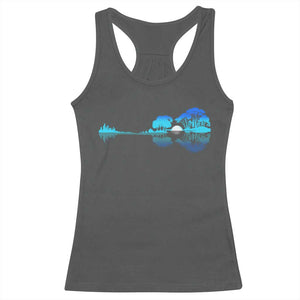 Guitar Lake Racerback Tank Top Retro Tree Shadow Acoustic Guitarist Musician TS10 Dark Heather Print Your Wear