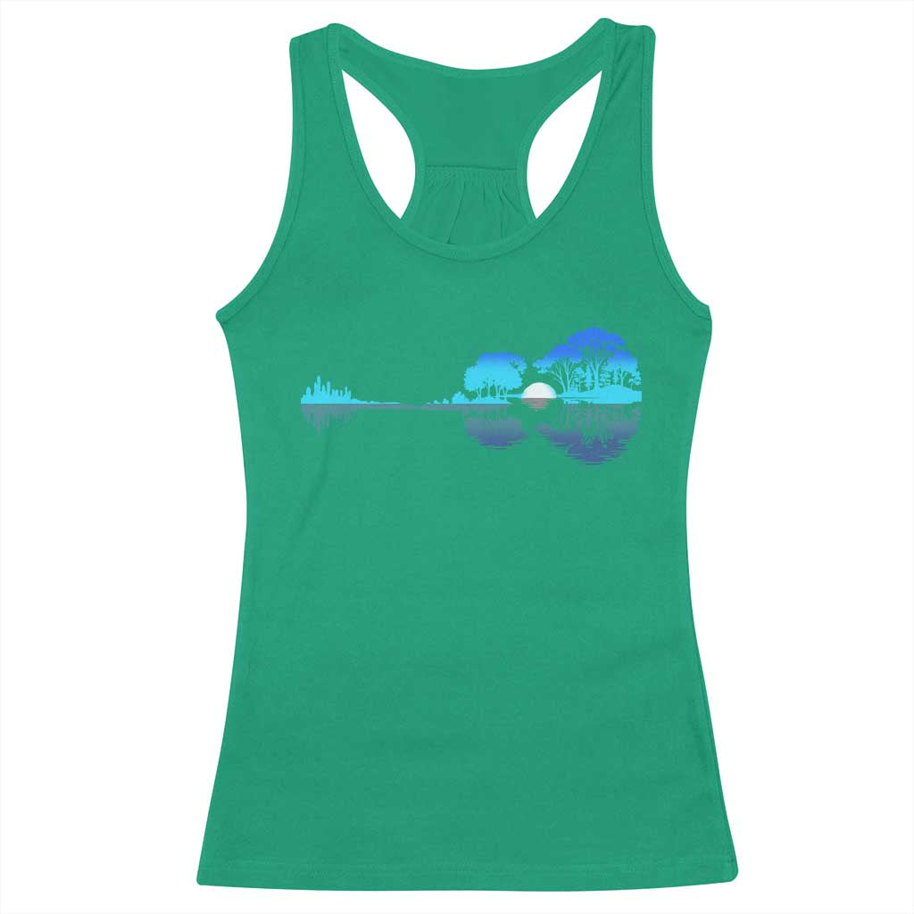 Guitar Lake Racerback Tank Top Retro Tree Shadow Acoustic Guitarist Musician TS10 Irish Green Print Your Wear
