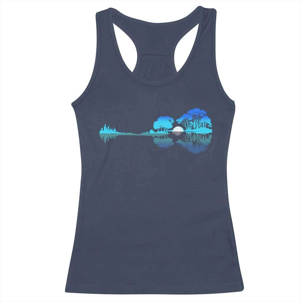 Guitar Lake Racerback Tank Top Retro Tree Shadow Acoustic Guitarist Musician TS10 Navy Print Your Wear