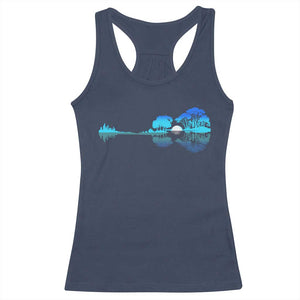 Guitar Lake Racerback Tank Top Retro Tree Shadow Acoustic Guitarist Musician TS10 Navy Print Your Wear