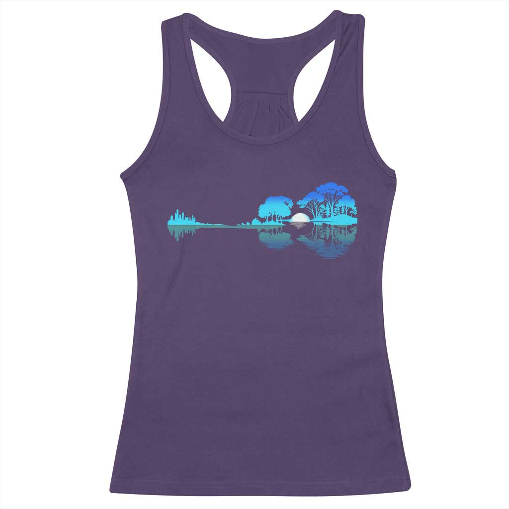 Guitar Lake Racerback Tank Top Retro Tree Shadow Acoustic Guitarist Musician TS10 Purple Print Your Wear