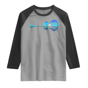 Guitar Lake Raglan Shirt Retro Tree Shadow Acoustic Guitarist Musician TS10 Sport Gray Black Print Your Wear