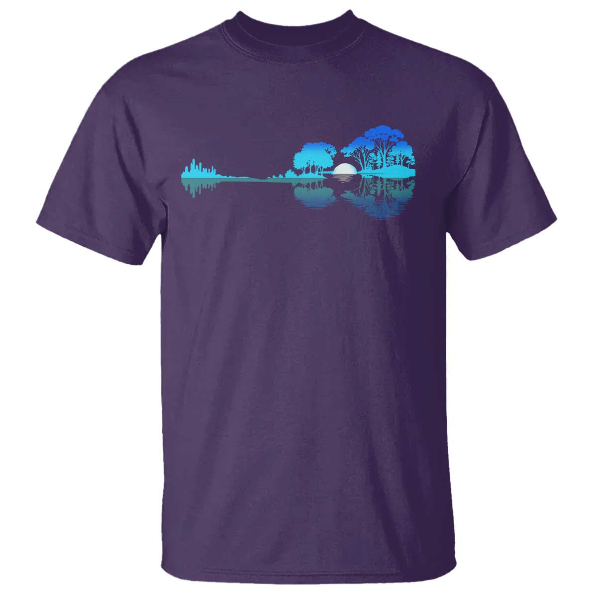 Guitar Lake T Shirt Retro Tree Shadow Acoustic Guitarist Musician TS10 Purple Print Your Wear