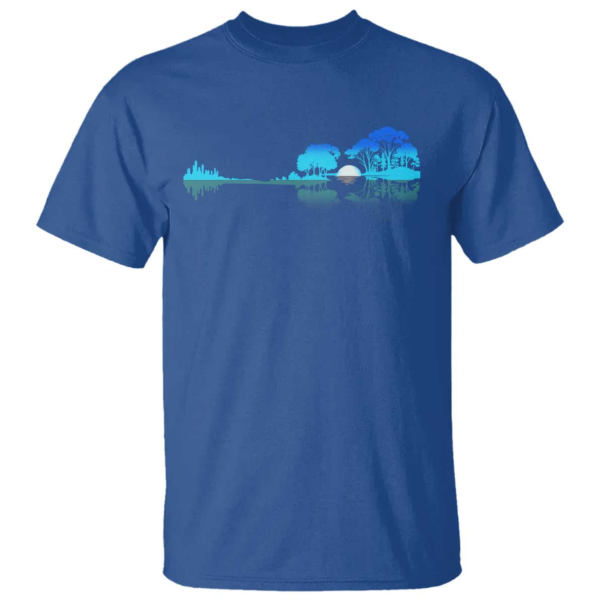 Guitar Lake T Shirt Retro Tree Shadow Acoustic Guitarist Musician TS10 Royal Blue Print Your Wear