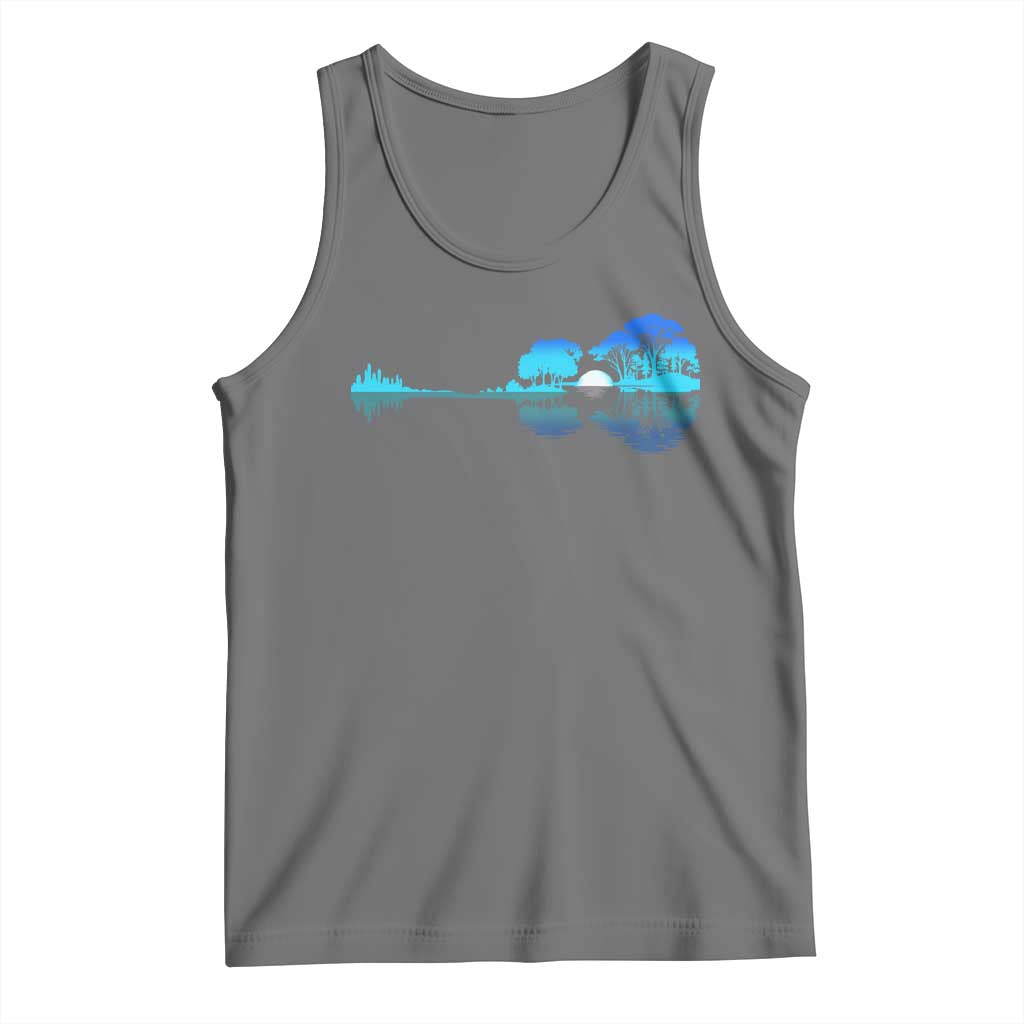Guitar Lake Tank Top Retro Tree Shadow Acoustic Guitarist Musician TS10 Black Heather Print Your Wear