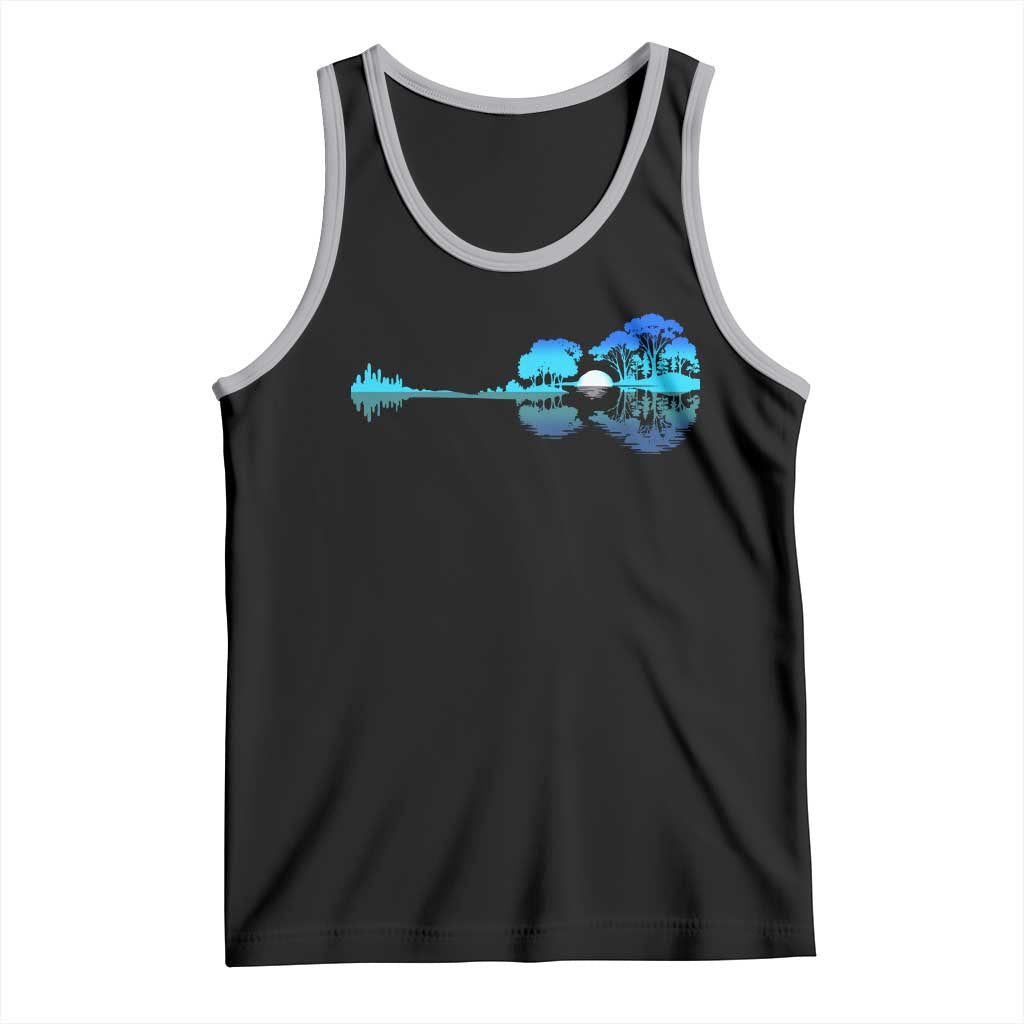 Guitar Lake Tank Top Retro Tree Shadow Acoustic Guitarist Musician TS10 Black Athletic Heather Print Your Wear