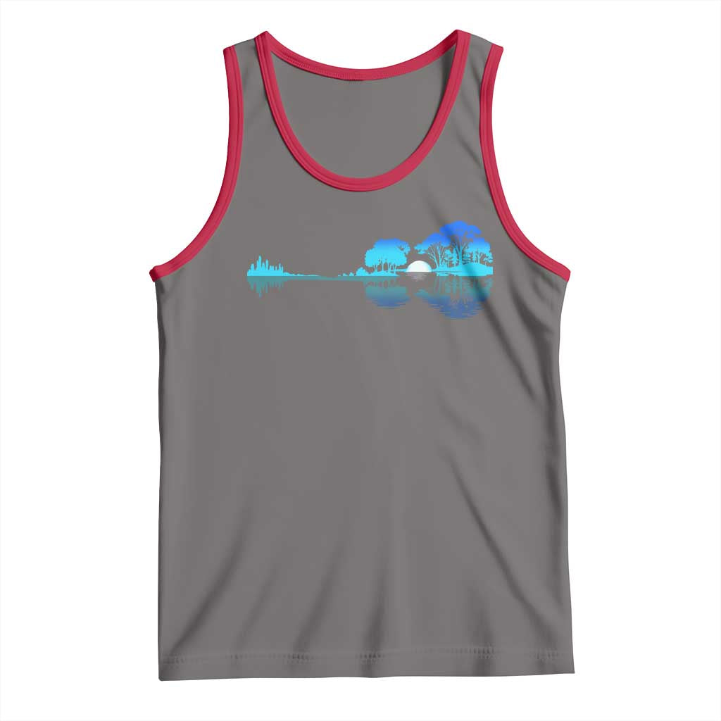 Guitar Lake Tank Top Retro Tree Shadow Acoustic Guitarist Musician TS10 Deep Heather Red Print Your Wear