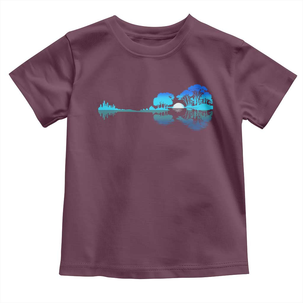 Guitar Lake Toddler T Shirt Retro Tree Shadow Acoustic Guitarist Musician TS10 Maroon Print Your Wear