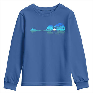 Guitar Lake Youth Sweatshirt Retro Tree Shadow Acoustic Guitarist Musician TS10 Royal Blue Print Your Wear