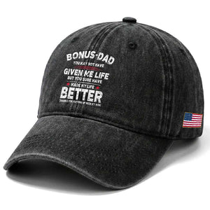 Bonus dad Washed Cotton Baseball Cap Step Dad Fathers Day TS10 Print Your Wear