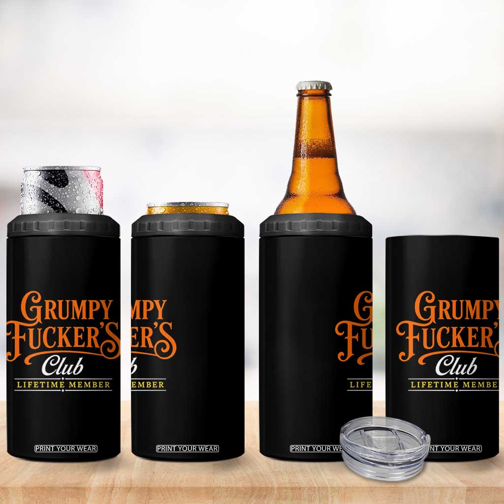 Grumpy Fuckers Club Lifetime Member 4 in 1 Can Cooler Tumbler Gag Gift Birthday Husband Dad Fathers Day