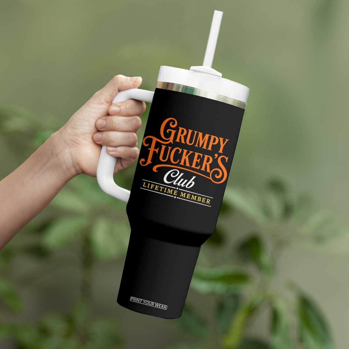 Grumpy Fuckers Club Lifetime Member Tumbler With Handle Gag Gift Birthday Husband Dad Fathers Day