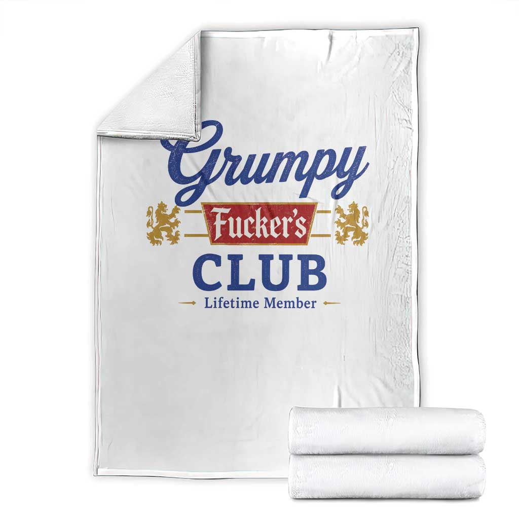 Grumpy Fuckers Club Lifetime Member Throw Blanket Sarcastic Gag Gift Birthday Husband Dad Fathers Day