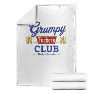 Grumpy Fuckers Club Lifetime Member Throw Blanket Sarcastic Gag Gift Birthday Husband Dad Fathers Day