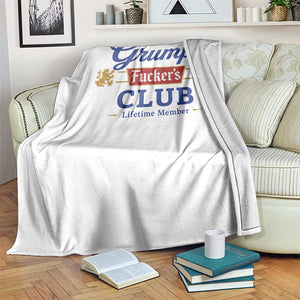 Grumpy Fuckers Club Lifetime Member Throw Blanket Sarcastic Gag Gift Birthday Husband Dad Fathers Day