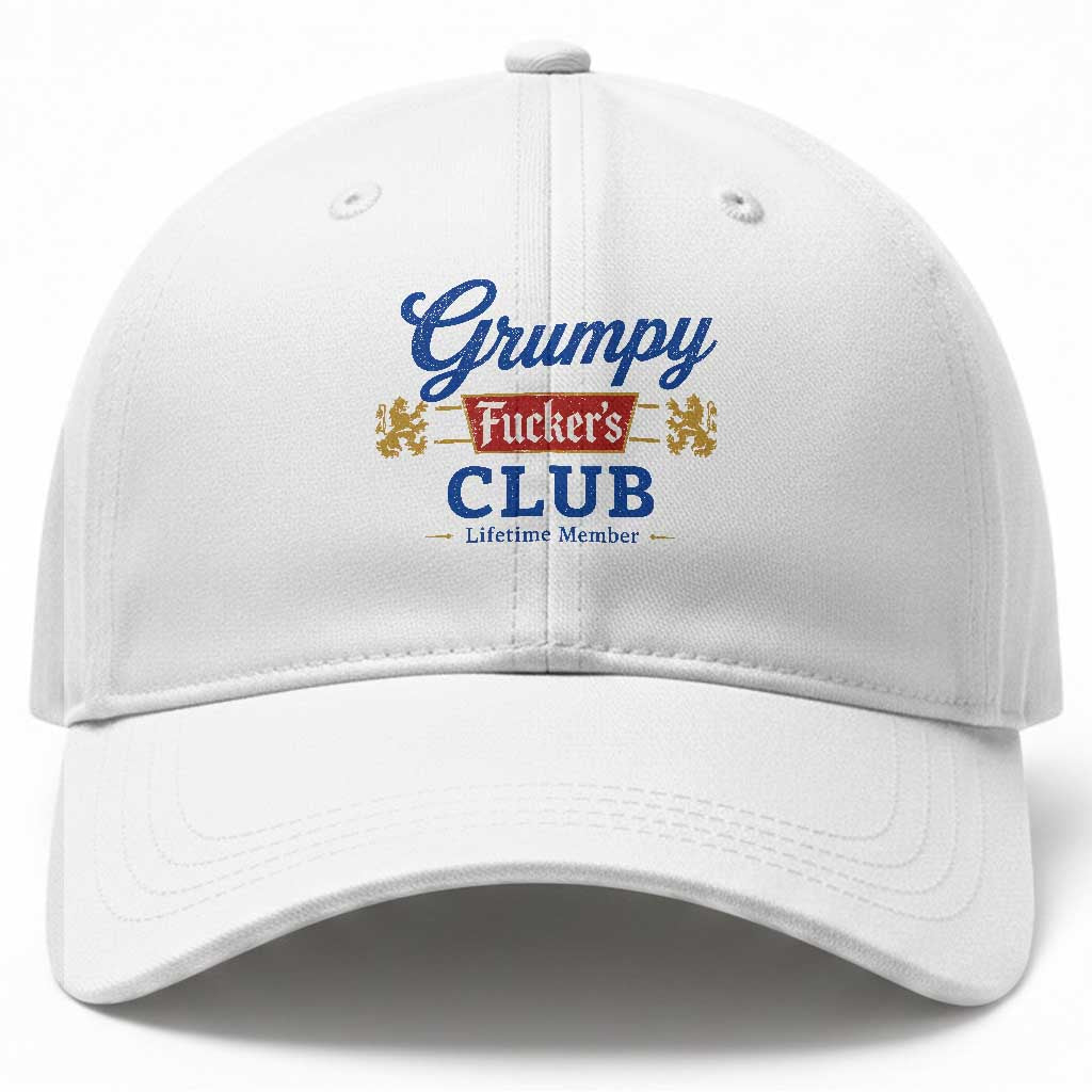Grumpy Fuckers Club Lifetime Member Baseball Cap Sarcastic Gag Gift Birthday Husband Dad Fathers Day
