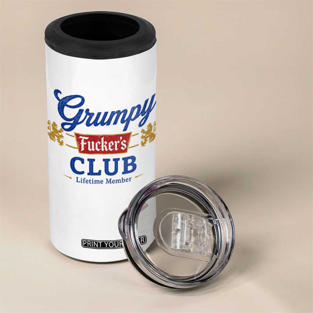 Grumpy Fuckers Club Lifetime Member 4 in 1 Can Cooler Tumbler Sarcastic Gag Gift Birthday Husband Dad Fathers Day