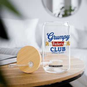 Grumpy Fuckers Club Lifetime Member Glass Can Sarcastic Gag Gift Birthday Husband Dad Fathers Day