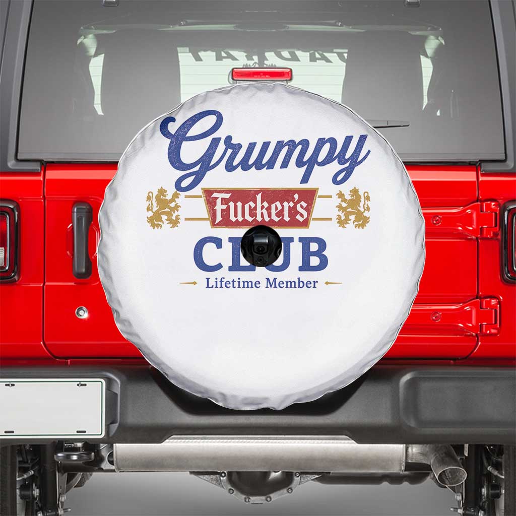 Grumpy Fuckers Club Lifetime Member Spare Tire Cover Sarcastic Gag Gift Birthday Husband Dad Fathers Day