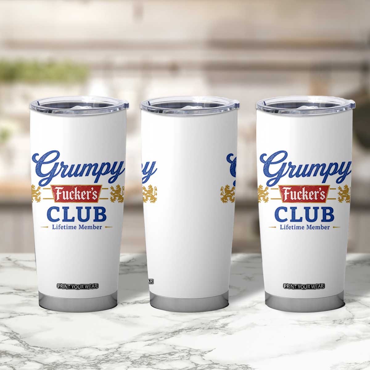 Grumpy Fuckers Club Lifetime Member Tumbler Cup Sarcastic Gag Gift Birthday Husband Dad Fathers Day