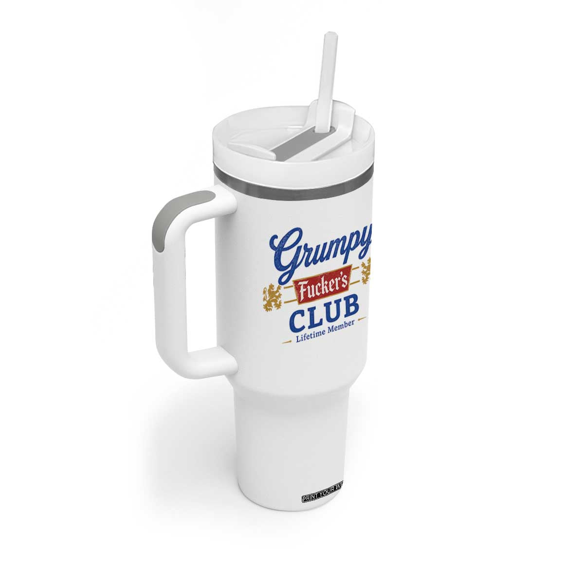 Grumpy Fuckers Club Lifetime Member Tumbler With Handle Sarcastic Gag Gift Birthday Husband Dad Fathers Day