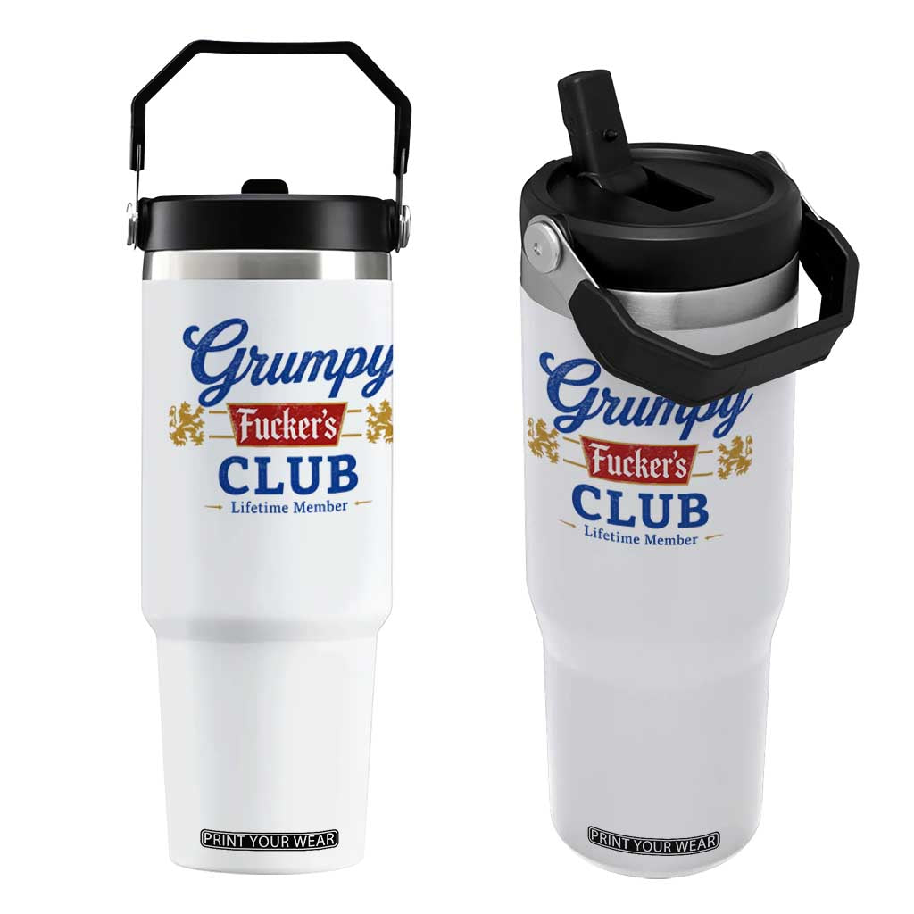 Grumpy Fuckers Club Lifetime Member Flip Straw Tumbler Sarcastic Gag Gift Birthday Husband Dad Fathers Day